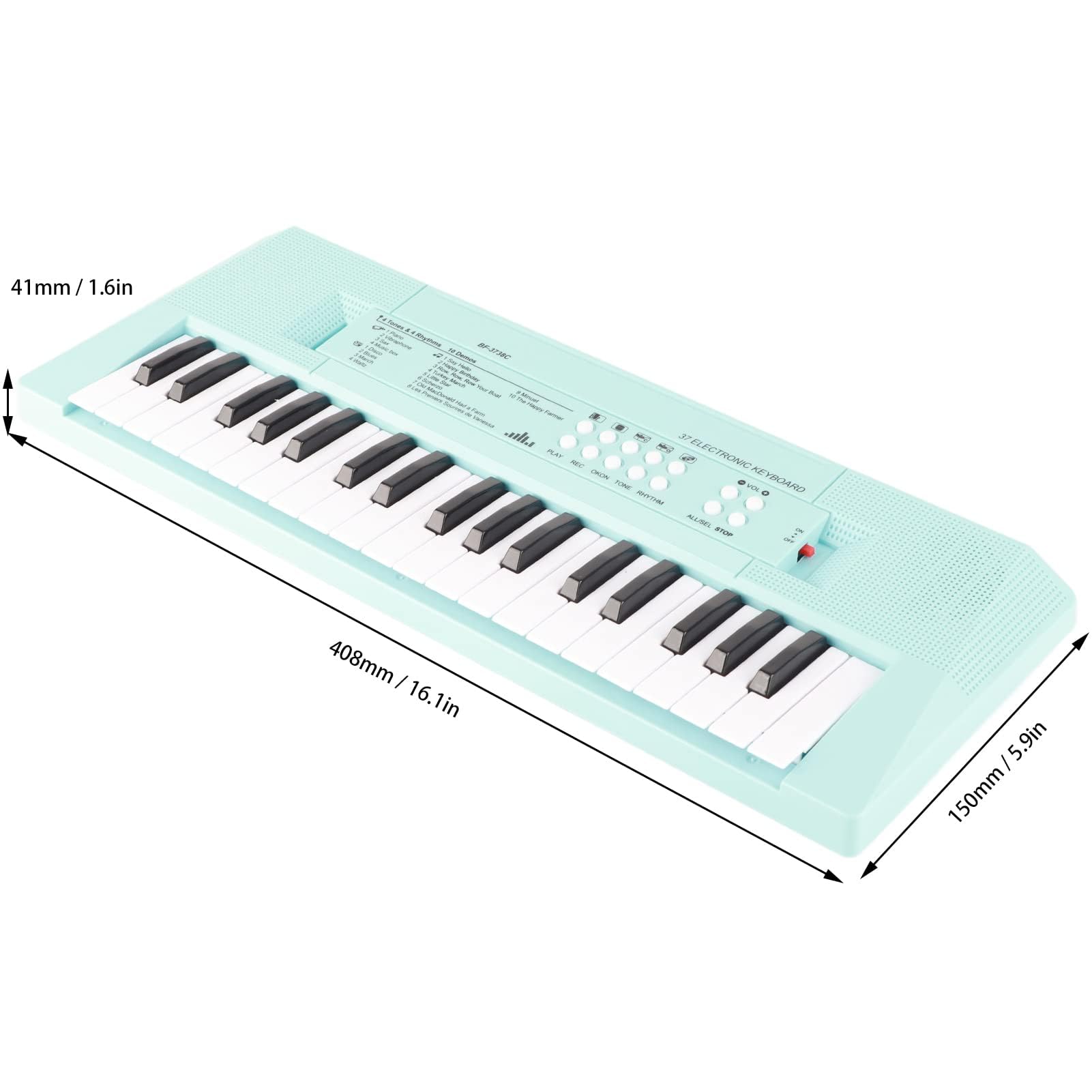 BF-3738C piano eléctrico con teclado de 37 teclas con micrófono y teclado musical y regalo de juguete para principiantes, niños y estudiantes(Azul)