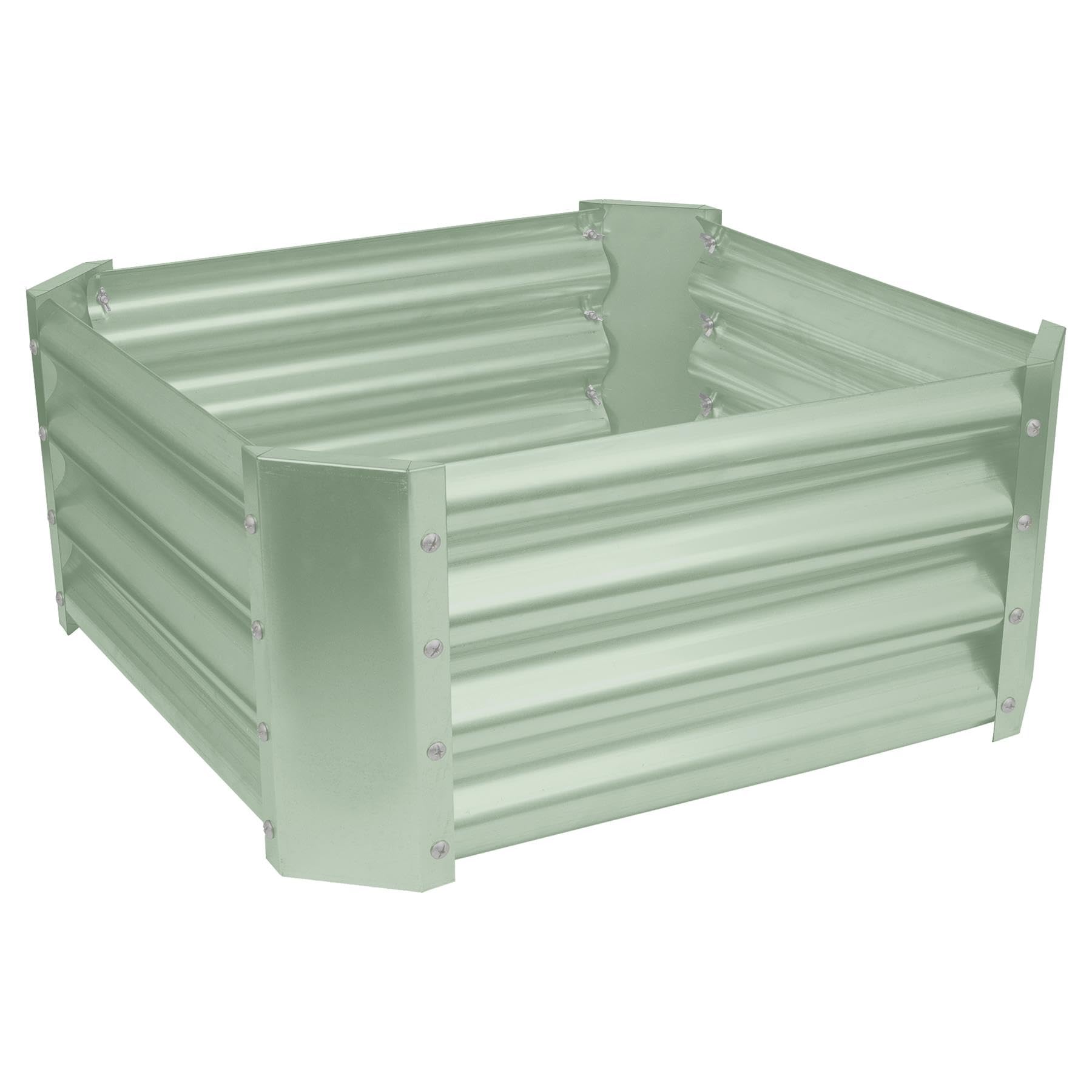 Harbour Housewares Raised Garden Bed - Green - 60 x 60cm - Square - Bottomless Metal Raised Bed Galvanised Steel Planter Box for Growing Outdoor Plants, Vegetables, Flowers and Herbs