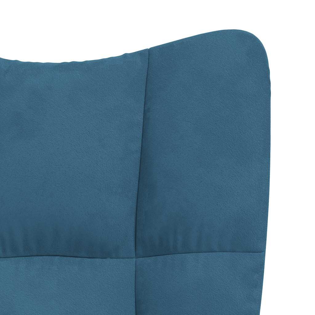 Sillón de relax de terciopelo azul, altura ajustable, 61,5 x 69 x 94,5 – 102 cm, sillón giratorio con ruedas para salón, dormitorio, oficina, diseño moderno, cómodo y robusto