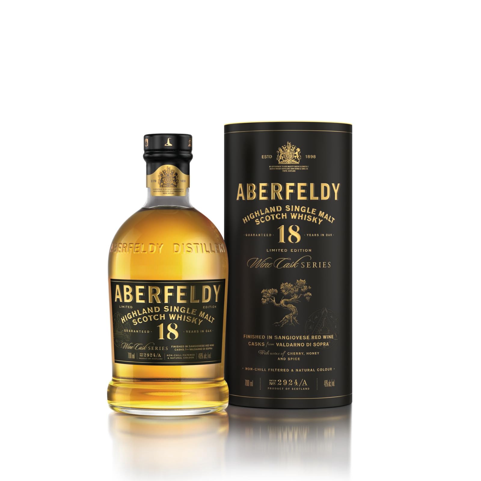 ABERFELDY 18 Jahre Single Malt Scotch Whisky, 700 ml / 70cl, 46% vol. – Sangiovese Red Wine Cask Finish – Limited Edition