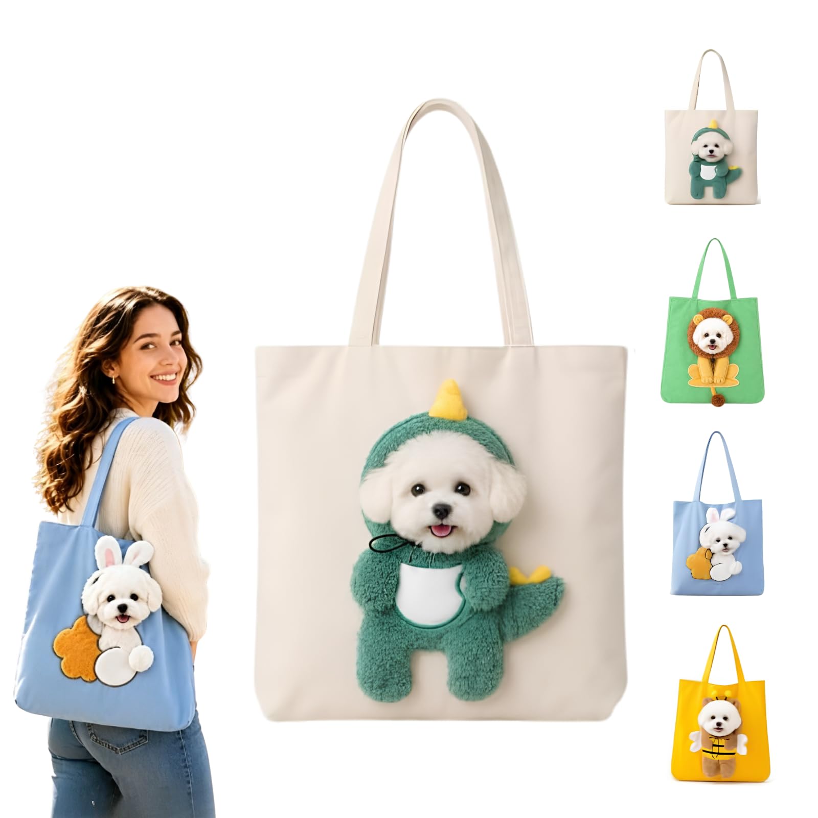 Paw Peek Pet Carrier Bag, Canvas Shoulder Tote for Small Dogs & Cats （E,L)