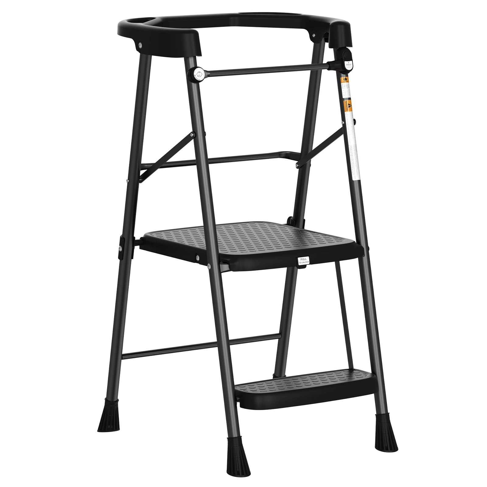 HBTower Kids 2 Steps Step Stool, Foldable Toddler Tower with Safety Railing