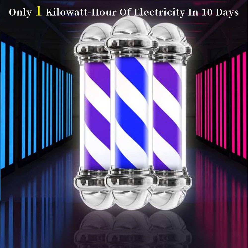 Luz Led Para Poste De Barbero, Letrero Giratorio Retro Para Peluquería, Indicador Luminoso Exterior De Barbería Abierto, Resistente Al Agua Y De Bajo Consumo, Para Peluquería De 50 Cm. A 50cm