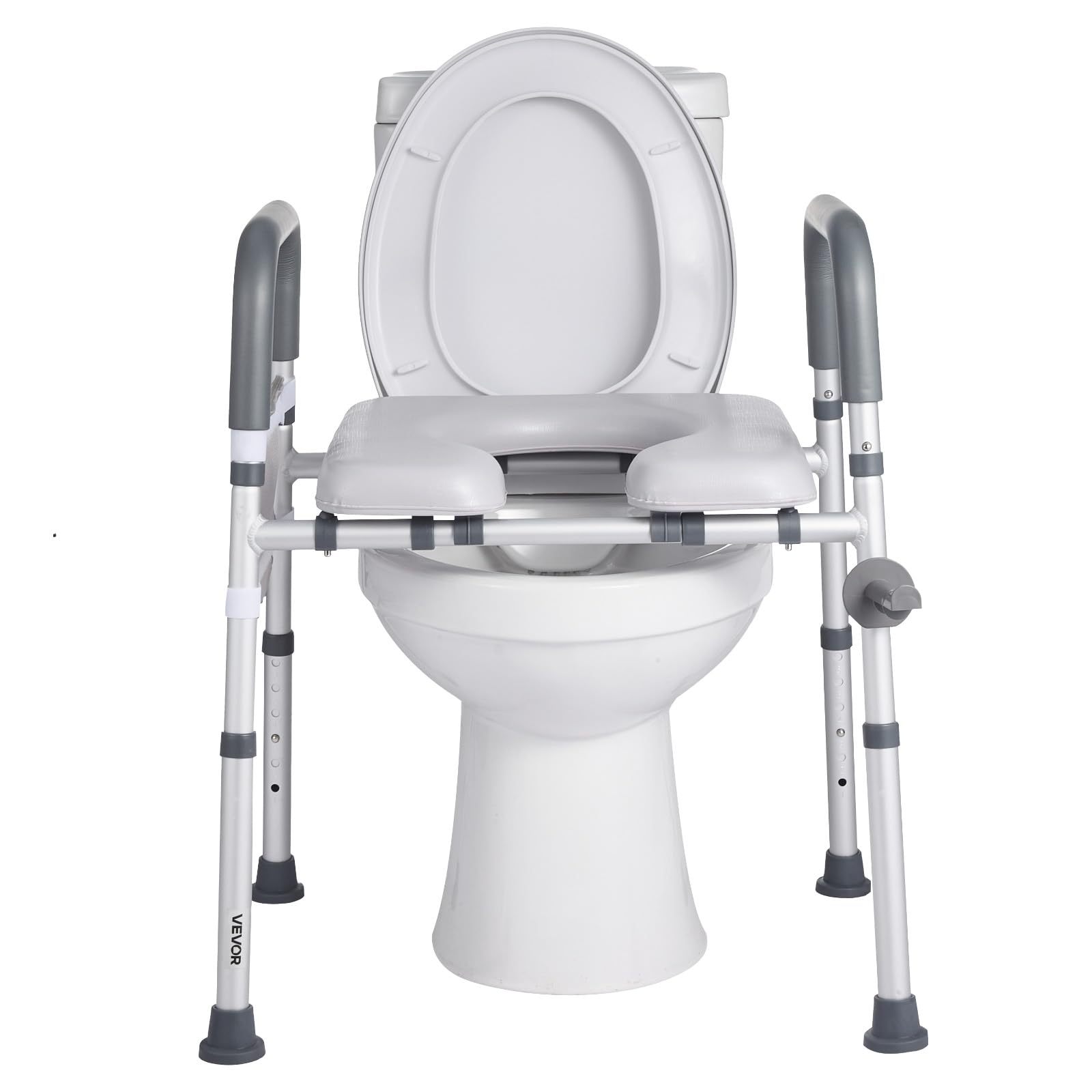 VEVOR Sedile WC Rialzato Universale per Anziani, Altezza e Larghezza Regolabili con Braccioli e Capacità di Carico di 181 kg e 4 Gambe, Sedile WC Rialzato da Bagno per Disabili, Donne Incinte