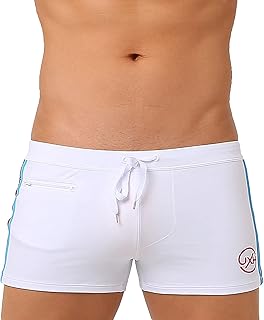Bañador tipo bóxer para hombre, ajustado, corto, push up, con almohadilla extraíble y bolsillo pequeño con cremallera, de secado rápido, para natación, surf