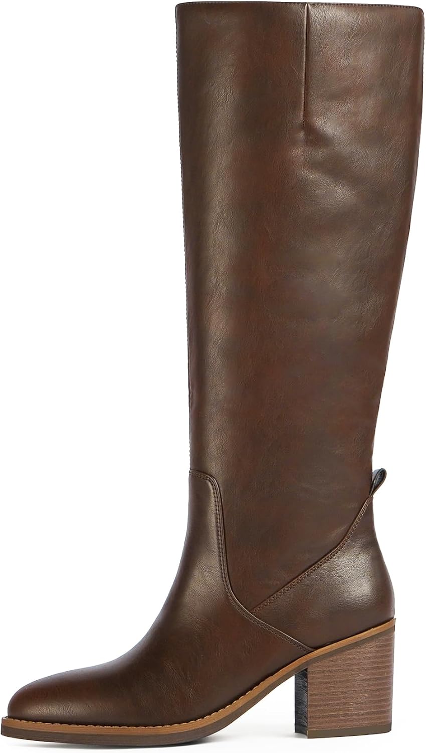 QIY Women's Knee High Boots Chunky Heel Tall Fall Boots | Classic Riding Style, Roomy Round Toe, Zipper For Easy On & Off, Fits All Occasions, Great For Fall & Winter
