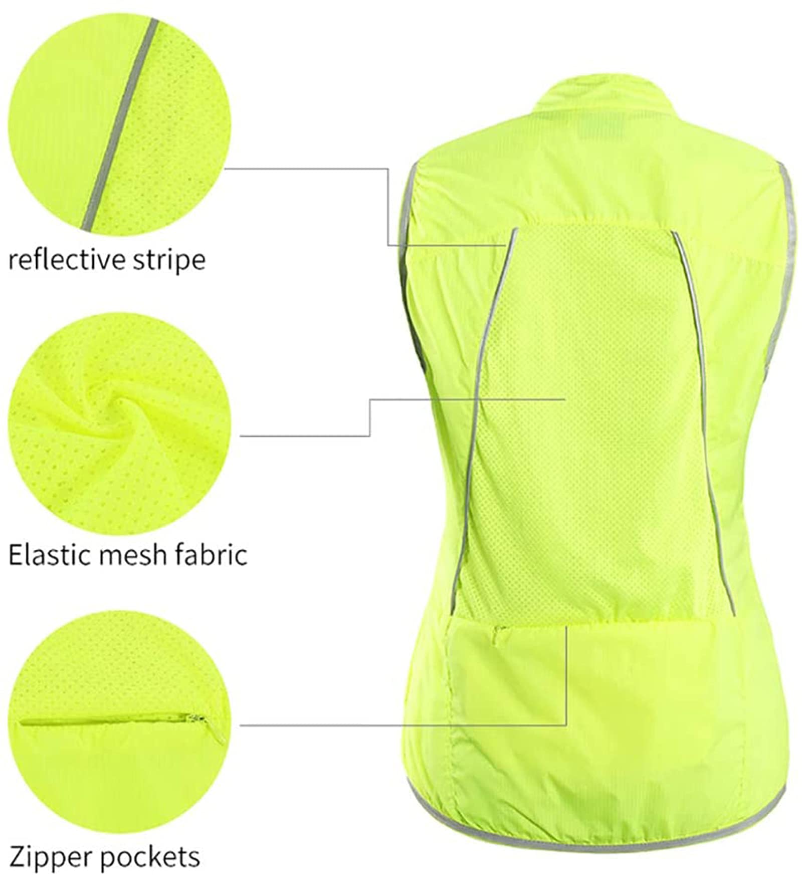IQOAIJ Damen Fahrradweste Reflektierend Windstopper Winddicht Laufweste Atmungsaktiv Softshell Outdoor