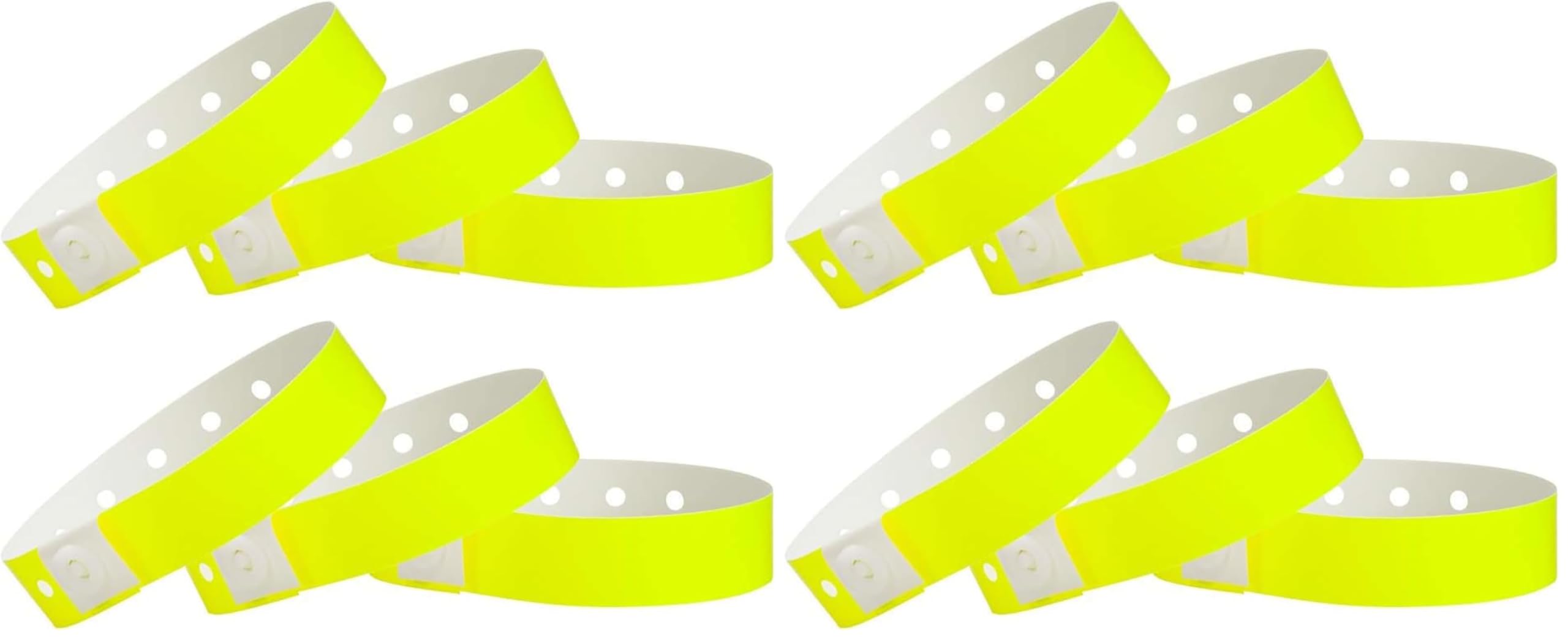 500 WristCo Neon Yellow Plastic Wristbands for Events – Extended Wear, Secure Snap Prevents Reuse – Premium-Grade Bracelets for Hospital &amp; Medical ID, Party &amp; VIP Identification (Pack of 4)