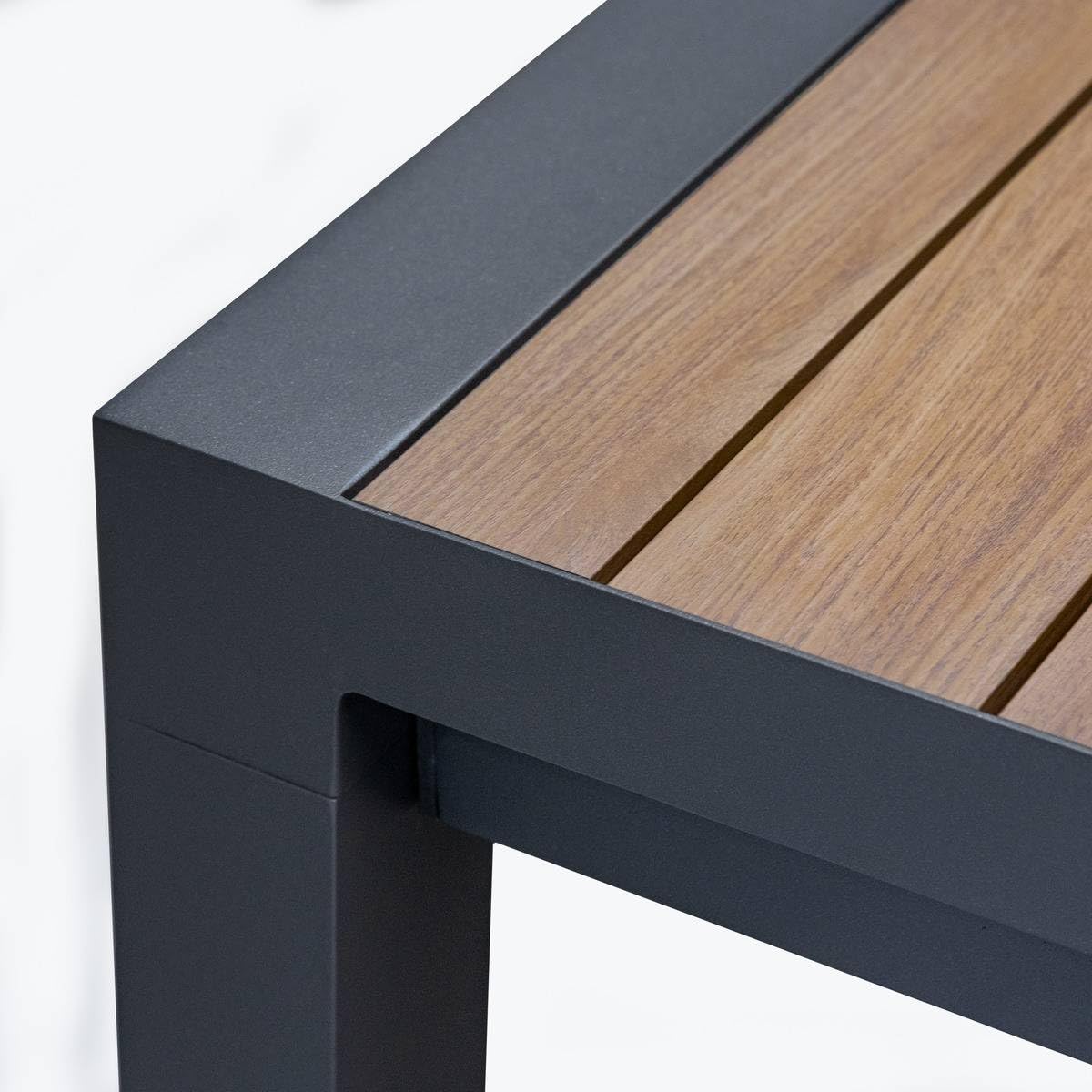 Hespéride - Table de Jardin Extensible carrée évasion Effet Bois Honey et Argile 10 Places Lates en Aluminium
