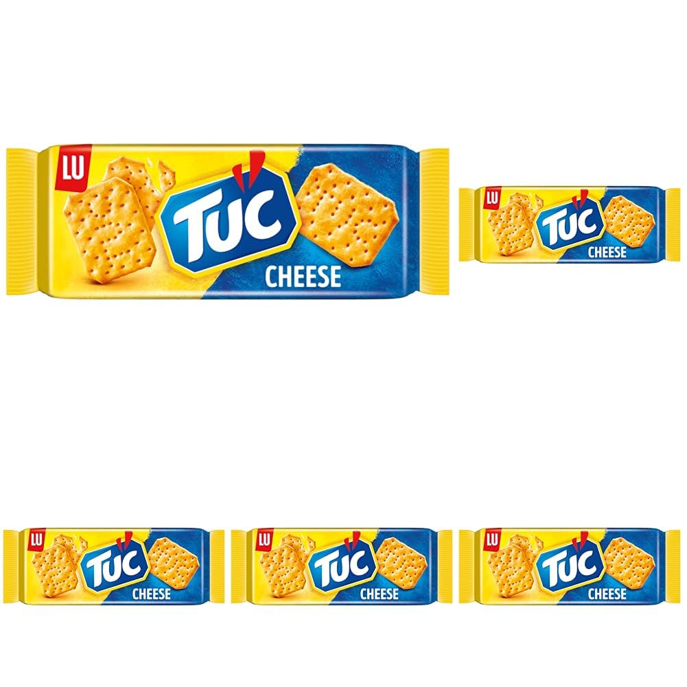 TUC Cheese 1 x 100g I Salzgebäck Einzelpackung I Knabbergebäck mit Käse-Geschmack I Fein gesalzene Snack-Cracker (Packung mit 5)