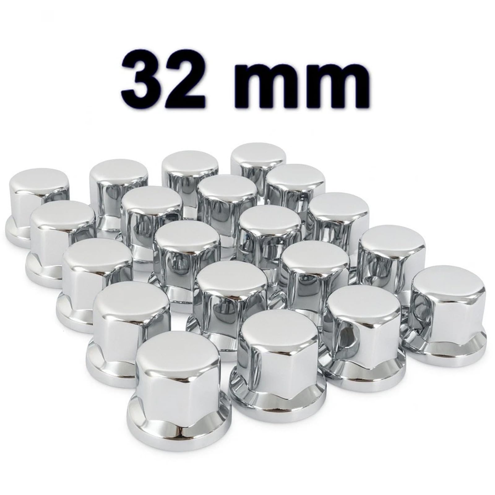 80 tapas para tuercas de rueda, 32 mm, cromadas, para camiones, remolques, camiones, etc