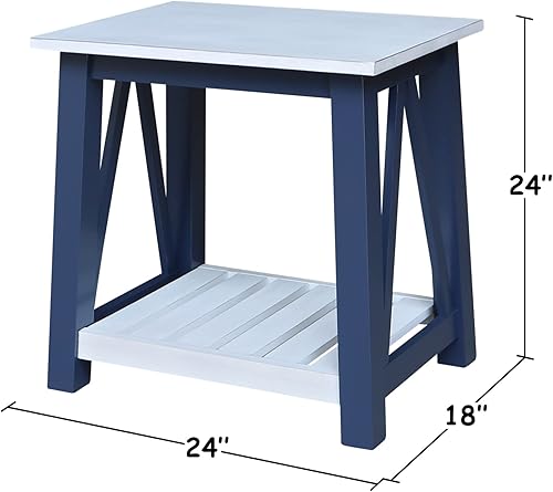 Miniatura 3 de IC International Concepts Mesa auxiliar, azultiza envejecida