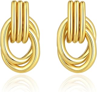 Hypoallergenic 14K Gold Plated Knot Earrings for Women