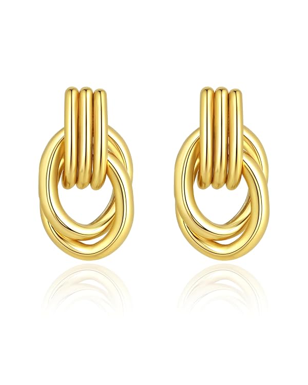 Elaximn Hypoallergenic 14K Gold Plated Knot Earrings for Women by Elaximn - Used condition - US$7.47