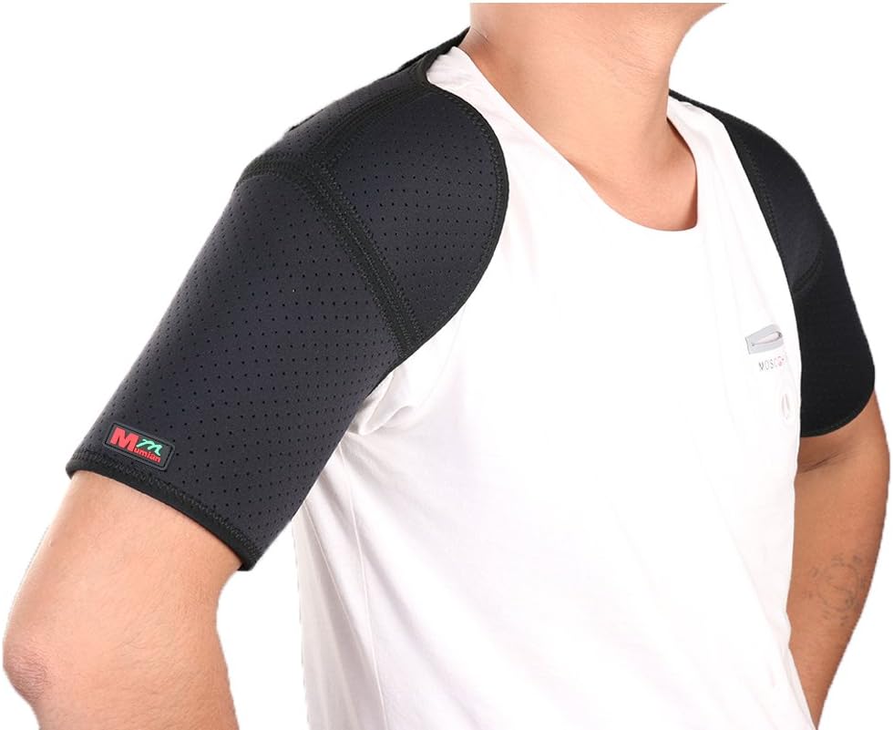 Adjustable Sports Back Shoulder Brace Shoulder Pad Wrap Support Belt Single Sports Pretector - G08 by Mumian Black (Black)