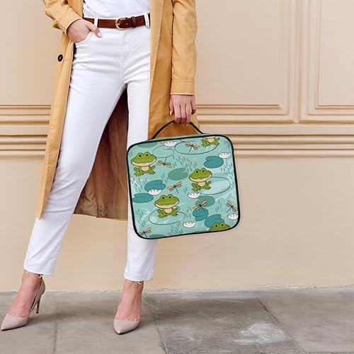 Miniatura 5 de KOBLEN Bolsa de maquillaje de viaje para mujer, grande, cuadrada, portátil, portátil, profesional, coqueta, estuche para cosméticos con mango de