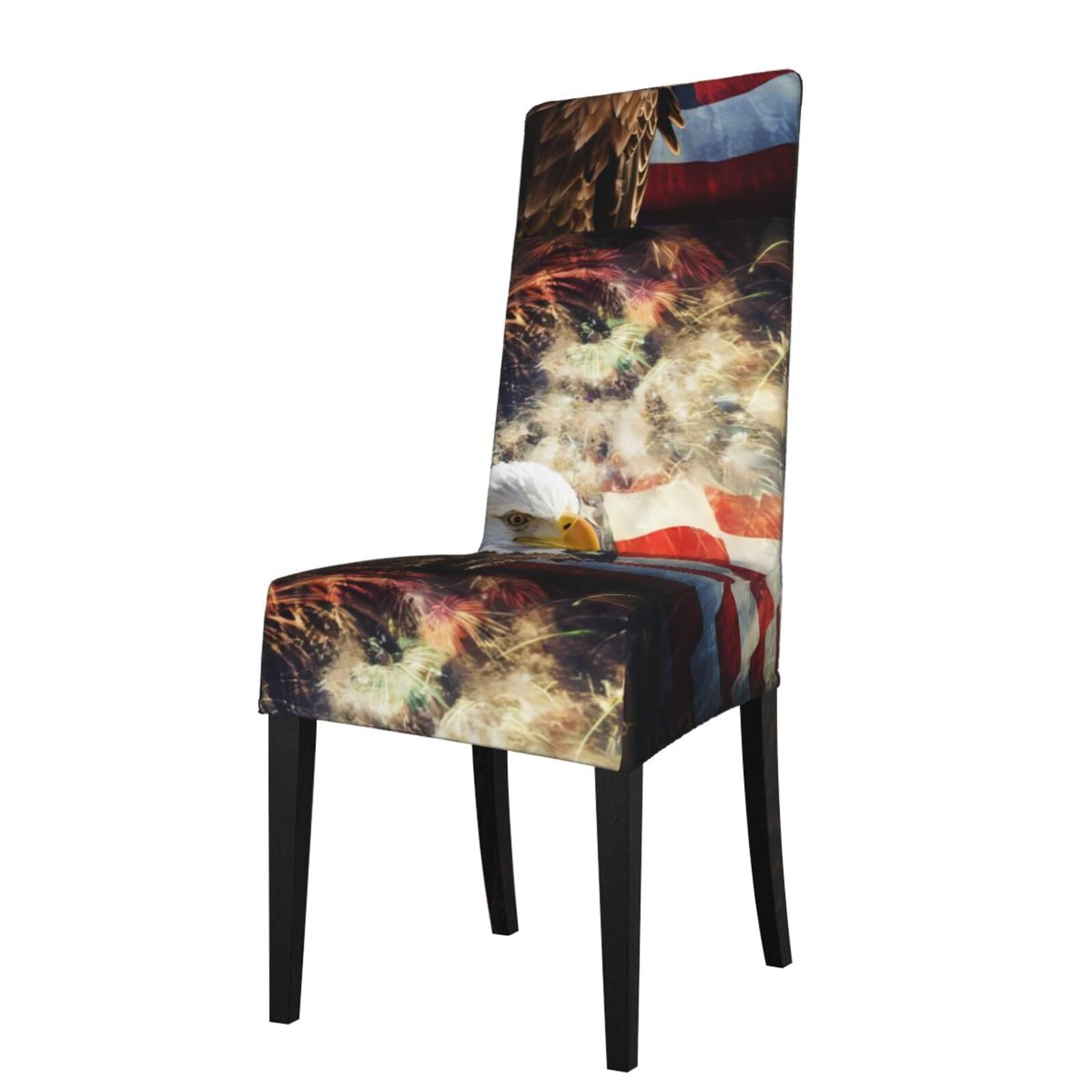 YYHWHJDE American Flag Fire Eagle Prints Dining Chair Throw Covers - Stretchable Slipcovers, Ideal for Renewing Furniture & Protecting from Kids & Pets!