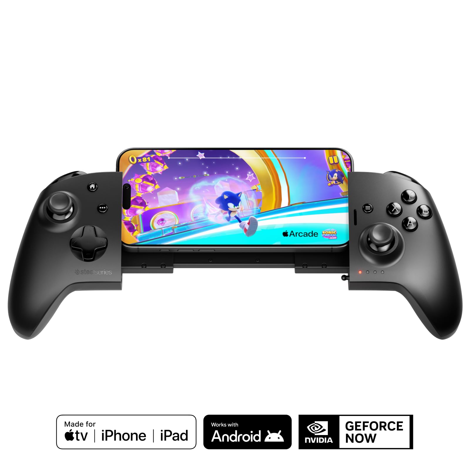 SteelSeries Nimbus Cloud Wireless Bluetooth Gaming-Controller – Dual-Mode-Cloud-Controller – iPhone, iOS, iPad, Apple TV, Android, PC – 20 Std. Akkulaufzeit – Hall Effect-Sensoren – USB-C-Passthrough