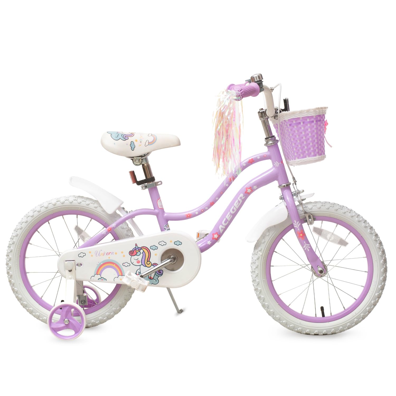 Princess Style Girls Bike with Basket for 2-13 Years Old Kids and Toddlers, 12 14 16 18 Inch Bicycle for Children with Training Wheels and Streamers, 20 Inch with Kickstand, Multiple Colors