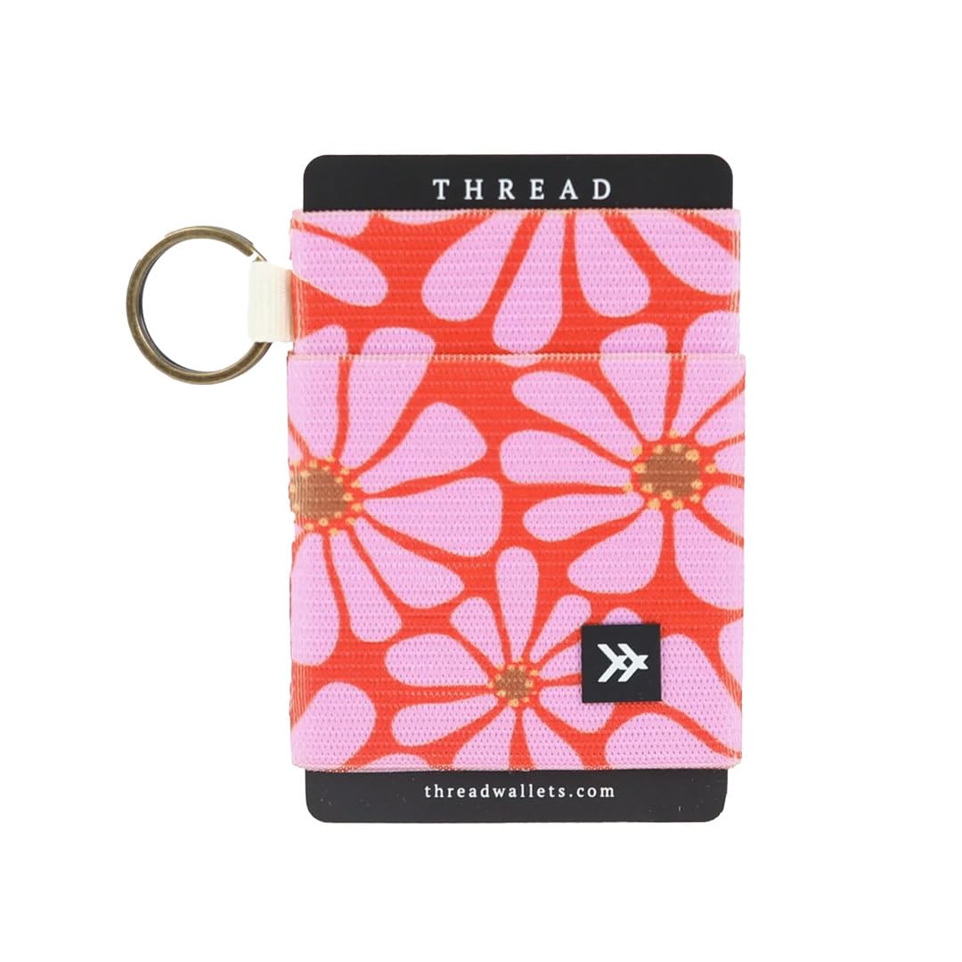 Thread Wallets Ultra Slim Card Holder - Minimalist Wallet for Men & Women - Small, Red/Pink, One Size