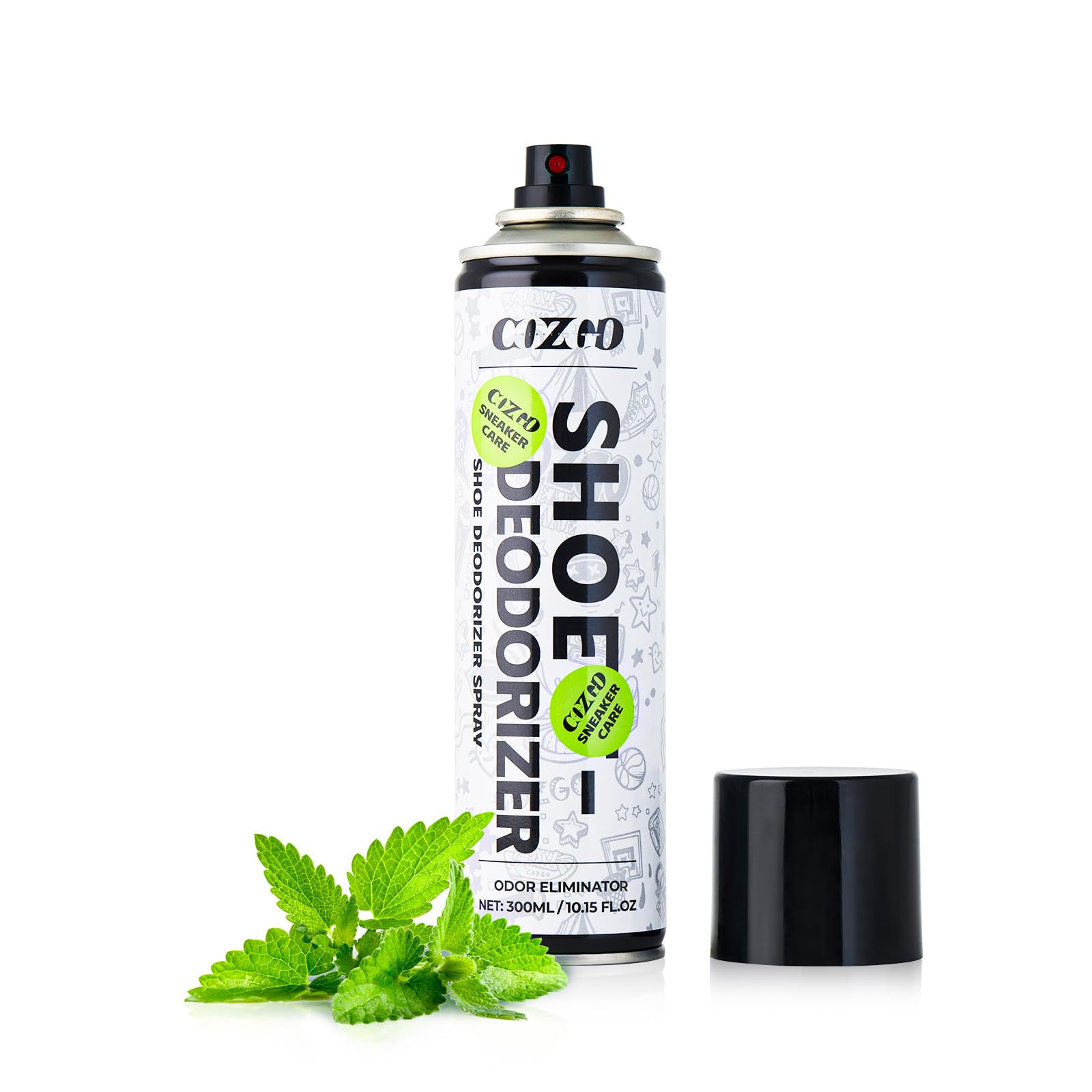 COZGO Desodorante en Aerosol para Zapatos, Refrescante, Eliminador de Mal Olor, 300 ml (10 oz), Fórmula de Secado Rápido y Duradera para Zapatos, Zapatillas Deportivas, Bolsas de Gimnasio y Botas de Trabajo con Mal Olor