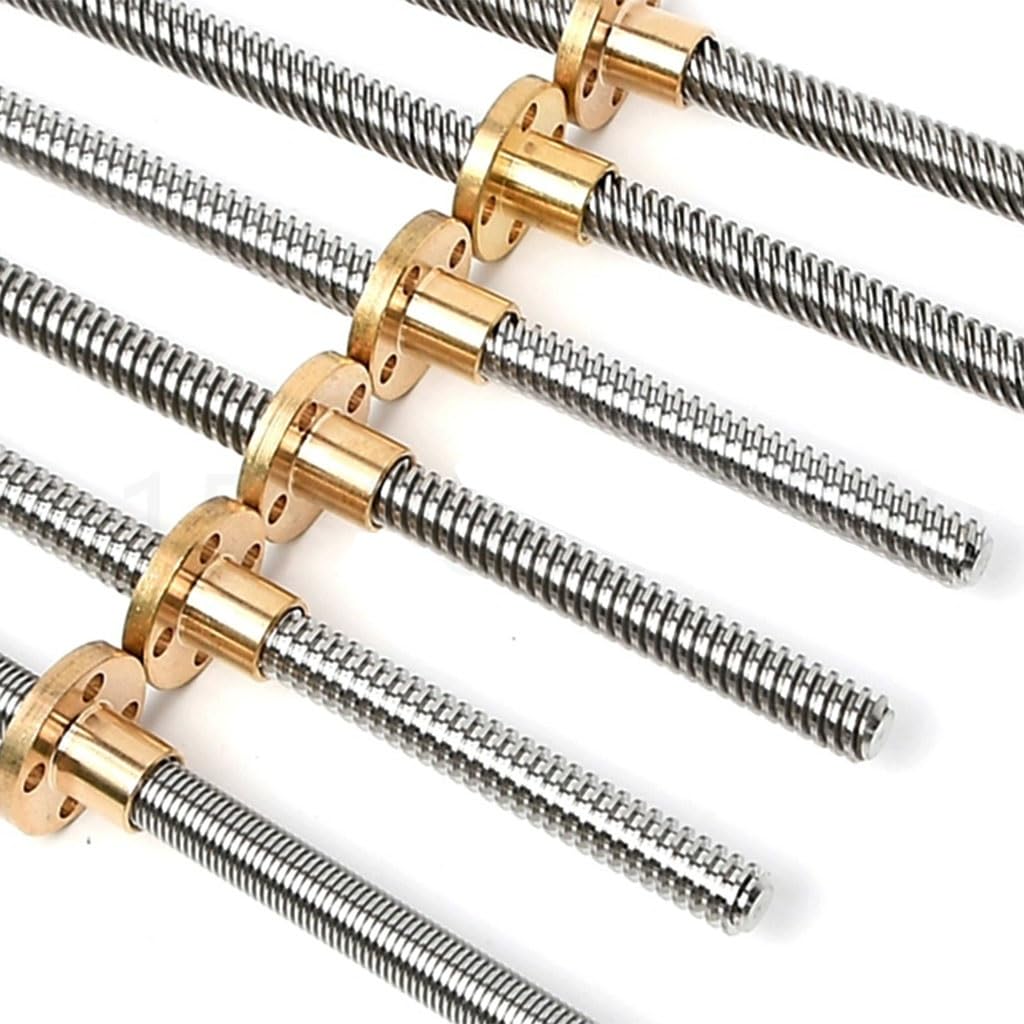 1 Stück T12-Leitspindel for 3D-Drucker – Trapezgewindestange aus Edelstahl 304 mit Kupfermutter – 12 mm Durchmesser, 2 mm Steigung(300mm)