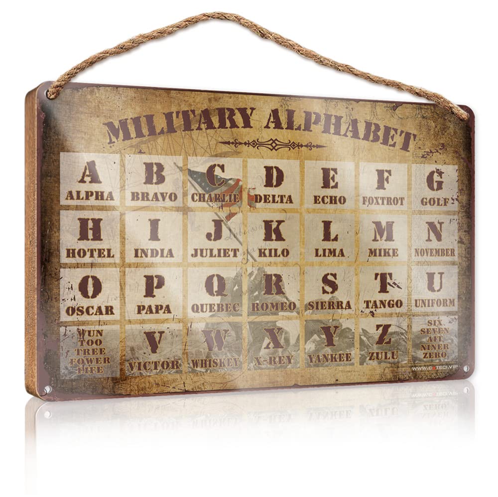 YYHLEH Funky Home Decor Military Alphabet Wooden Sign(23X35CM)