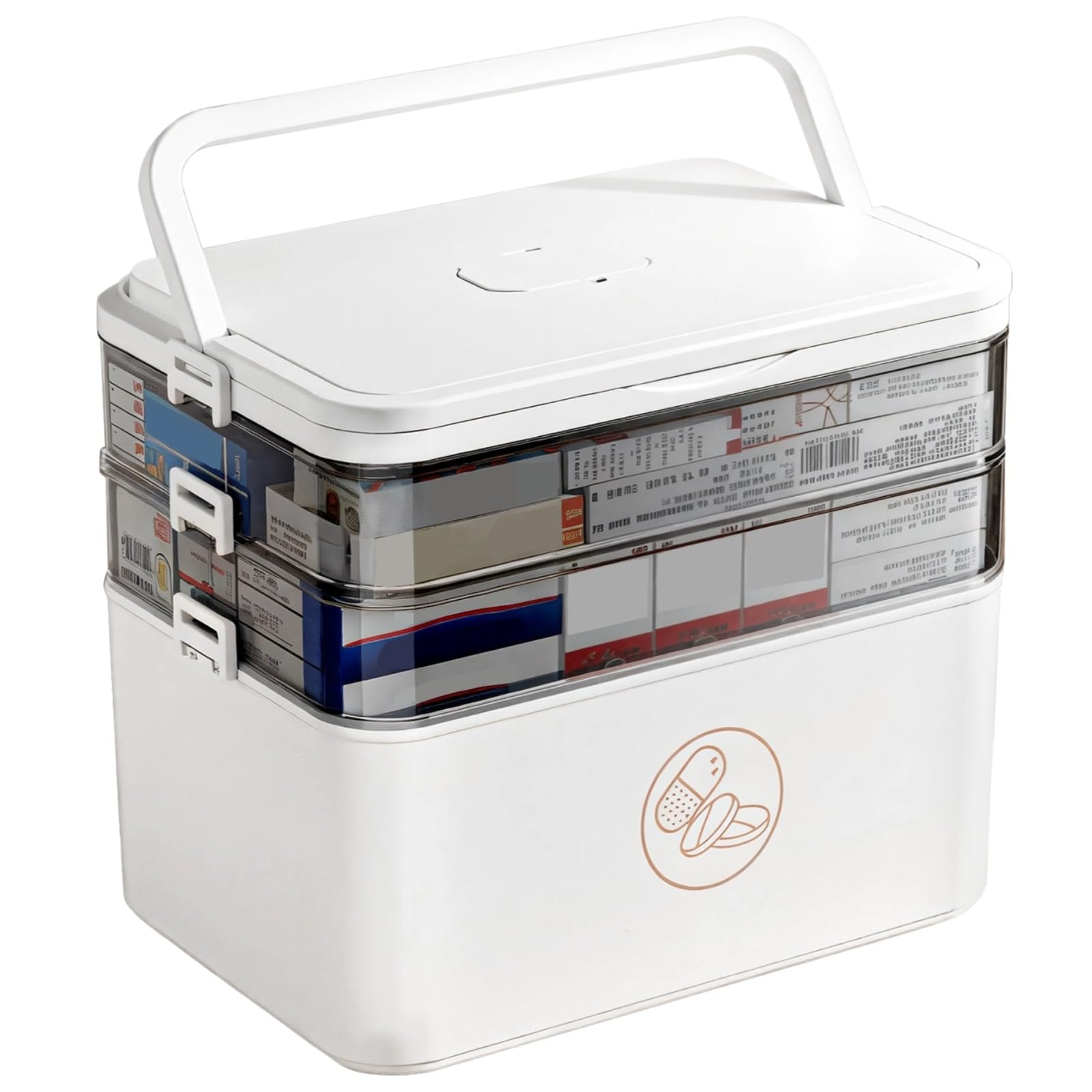 Pilulier XXL 3 Niveaux, Grande Capacité pour 7 Jours, Organisateur de Médicaments Voyage, Fenêtre Transparente, Boîte à Pilules Quotidienne