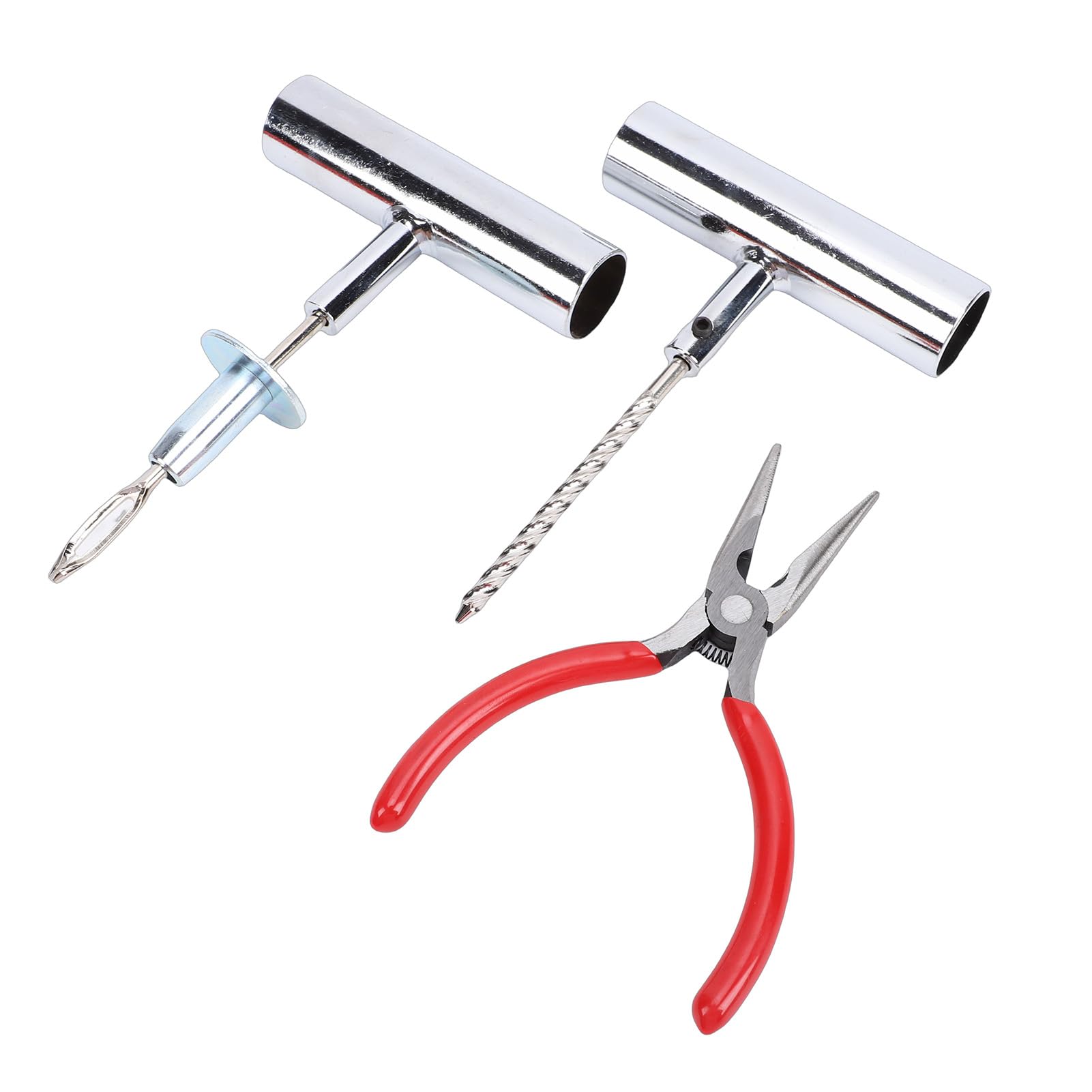 Kit de Reparación de Neumáticos, Juego Completo Herramientas sin Cámara para Reparación Pinchazos Emergencia Motocicletas y Coches con Caja Almacenamiento