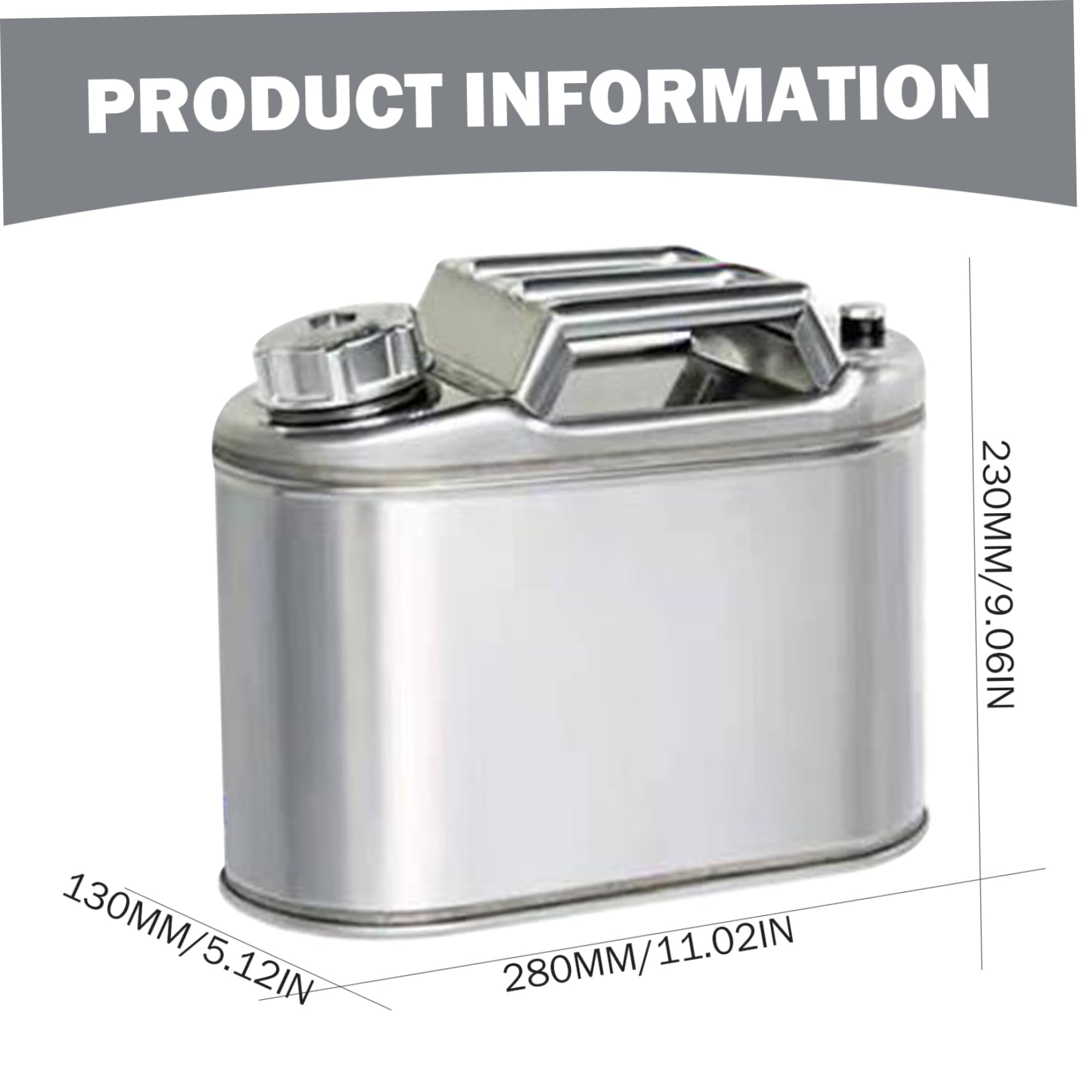 Bidon de carburant, bidon de carburant camping en acier inoxydable 5 L avec tube d'huile, robuste avec 3 poignées pour le camping, le bateau ou la course automobile