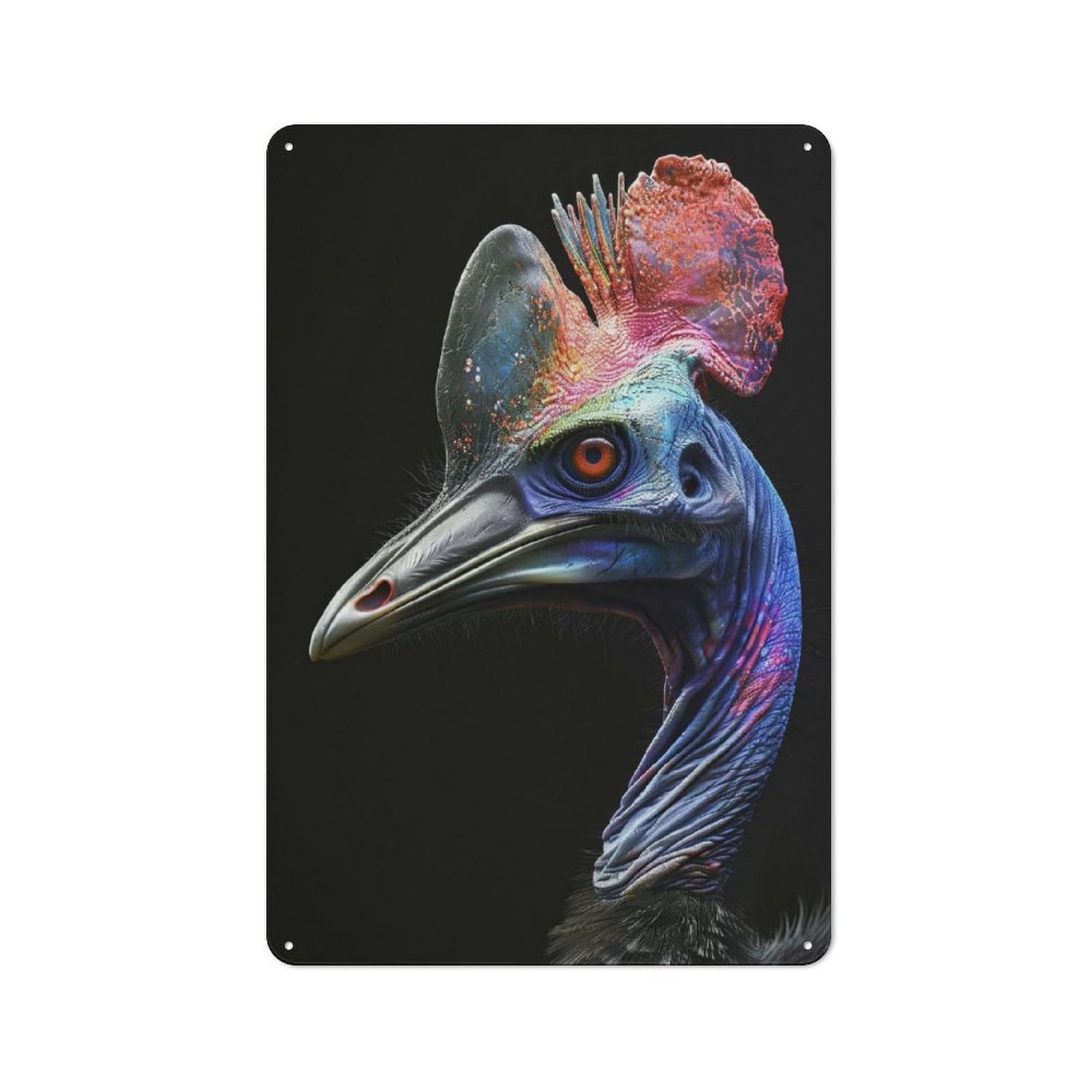 Junmoney Style-7 Rustic Tin Sign 30X20cm Featuring Cassowary For Living Room Wall, For Room Styling Across Living Rooms And Feature Walls