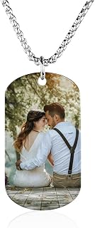 Personalized Memorial Necklace Stainless Steel Custom Photo Picture Text Pendant Keepsake Customized Pet Portrait Tag Necklace Jewelry Memorial Gift for Women Girl Christmas Birthday Present