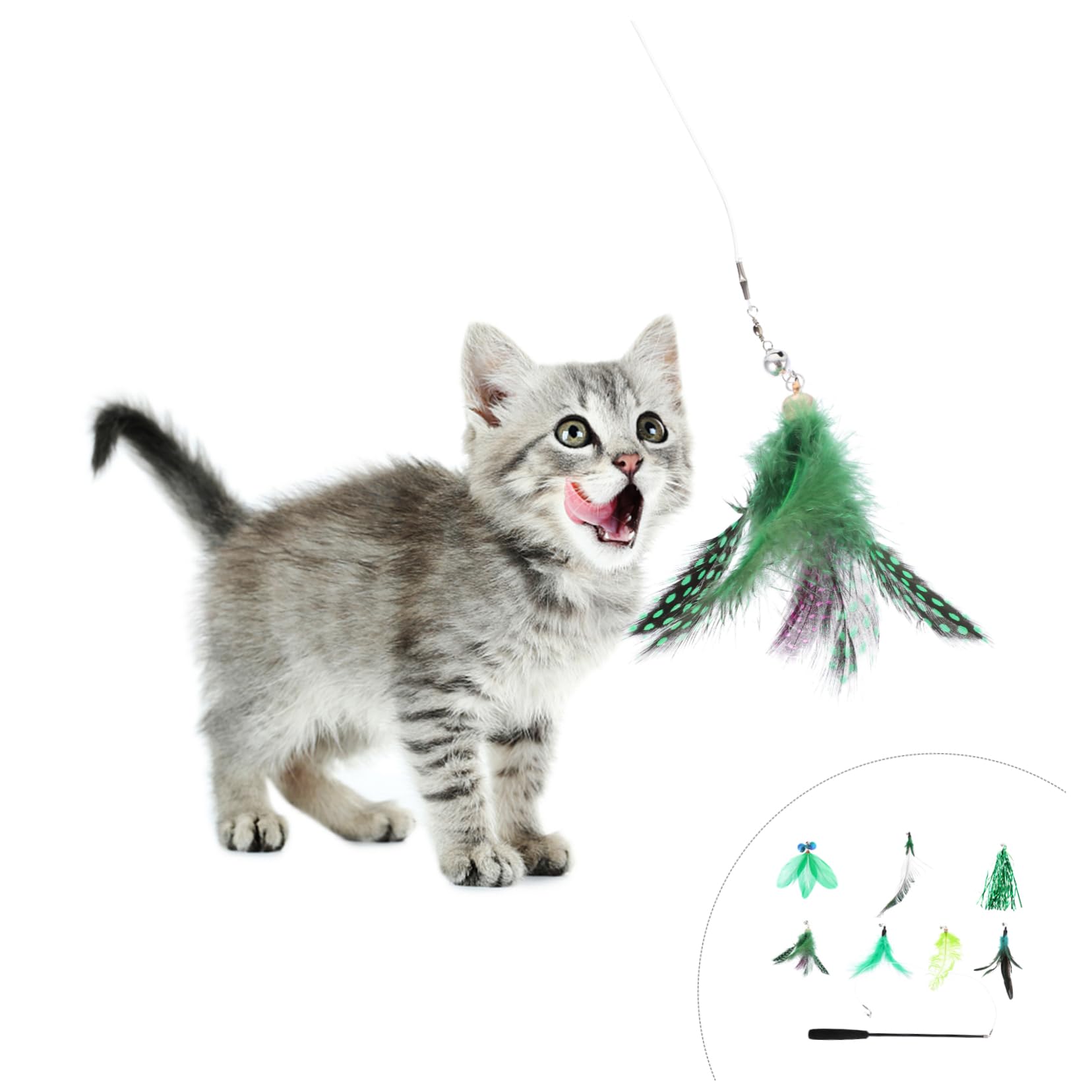 VANZACK 24pièces Kit De Jouets Interactifs pour Chat avec Plume Ensemble De Cannes pour Chat Améliore Interaction Et Exercice