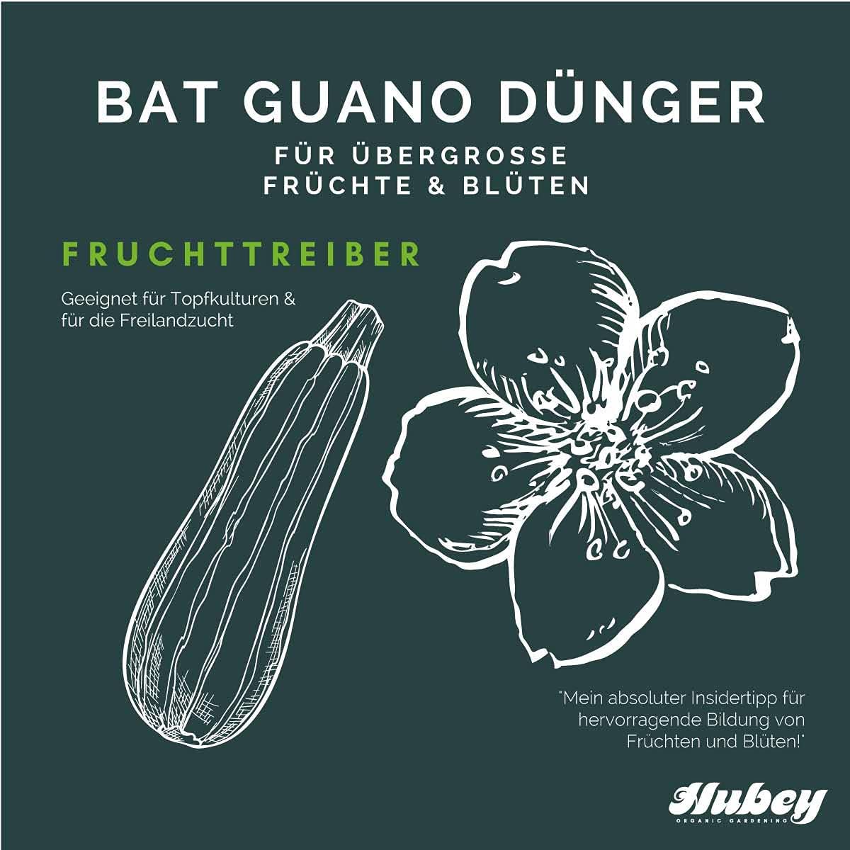 HUBEY Bat Guano Fledermausdünger 1 kg – 100% natürlicher Guano Dünger vom Flughund | Bio Blühdünger mit hohem Phosphorgehalt (NPK 1-20-1) | für Tomaten, Gemüse, Obst, Blumen & Zimmerpflanzen