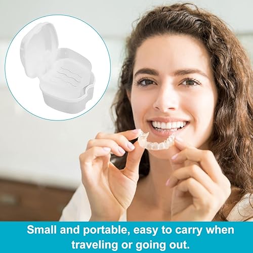 Miniatura 7 de Estuche para dentaduras postizas para baño con colador portátil de almacenamiento de dientes falsos, caja de retención dental de ortodoncia para