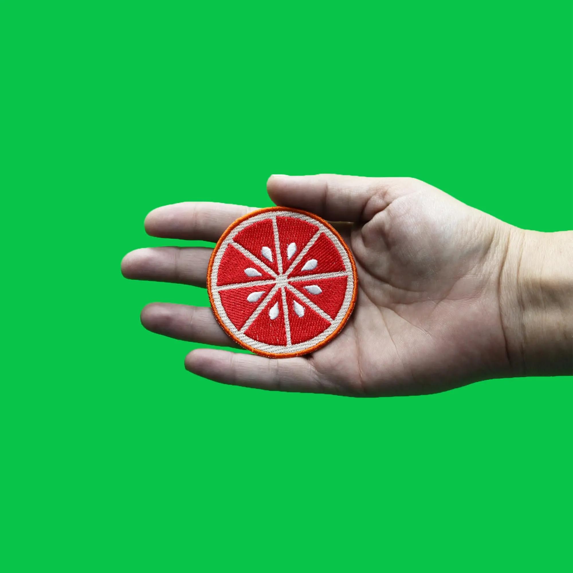 Grapefruit Slice Round Patch Fresh Cut Citrus Embroidered Iron On