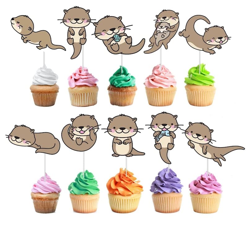 Amazon.co.jp: カワウソカップケーキトッパー 10個 – かわいい