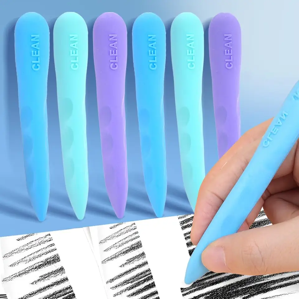 5 peças de borrachas longas Kawaii, cores macaron, borracha de precisão para arte detalhada e materiais de desenho profissional, aleatória