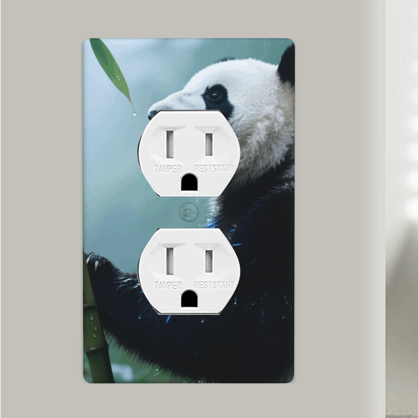 Cute Panda Duplex Outlet Covers Wall Plates 1-Gang Switch Outlet Electrical Cover Plate Unbreakable Polycarbonate Switchplate Cover Faceplate For Bathroom Kitchen Home Decor