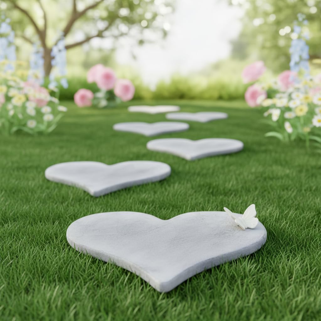 Comfy Hour 12.6" Extra Large Heart Shaped Cast Iron Stepping Stone, 1.2" Thick Heavy Duty Metal Garden Paver, Weatherproof Decorative Path Stone for Outdoor Walkway & Yard, Antique Beige Gray