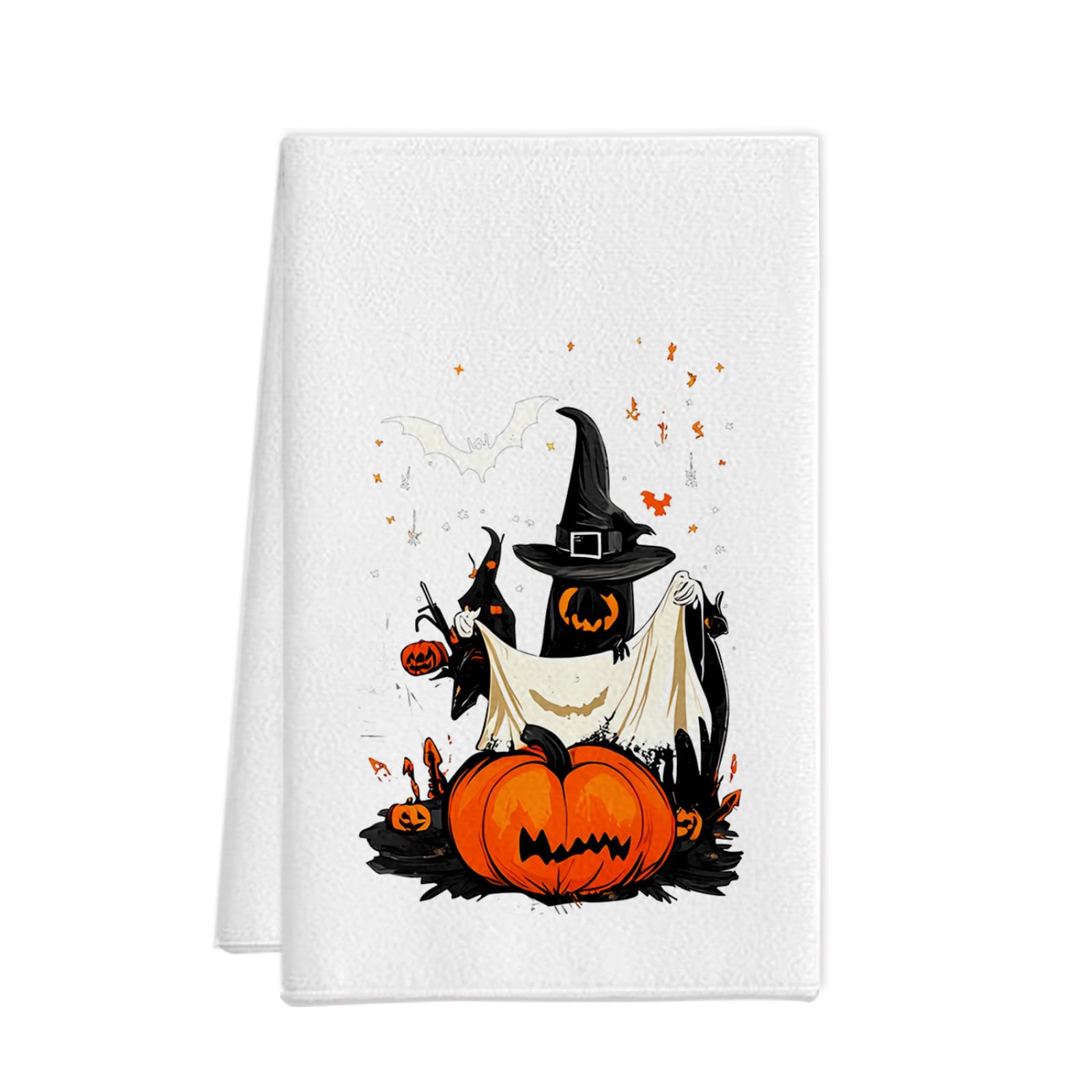 Paños de Cocina Murciélago Negro De Halloween Trapos Cocina Suaves Lavable Poliéster Secado Rápido Reutilizables para Baño Barra Restaurante Picnic etc Toallas de Limpieza 4 Piezas (40x60 cm)