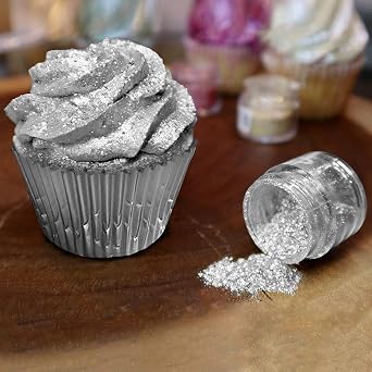 Prime New Years Bundle - Bakell Bundle - Bright Gold and Silver Tinker Dust (5g 2x Jars) Edible Glitter Dust for Cake Decorating, Cookies, Desserts and Beverages!