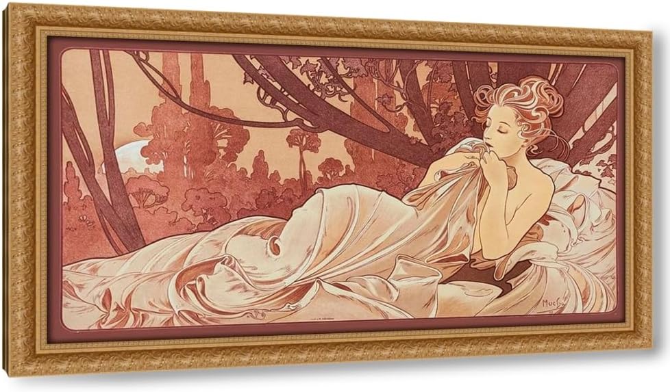 ArtDirect Sepia Mucha 48x26 Huge Gallery Wrapped Canvas Museum Art by Vintage Apple Collection