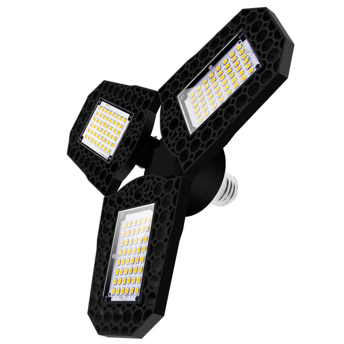 80w LED Folding Garage Light Triple-Leaf Foldable Ceiling Lamp with Bright White Light Garage and Warehouse Bay Lighting