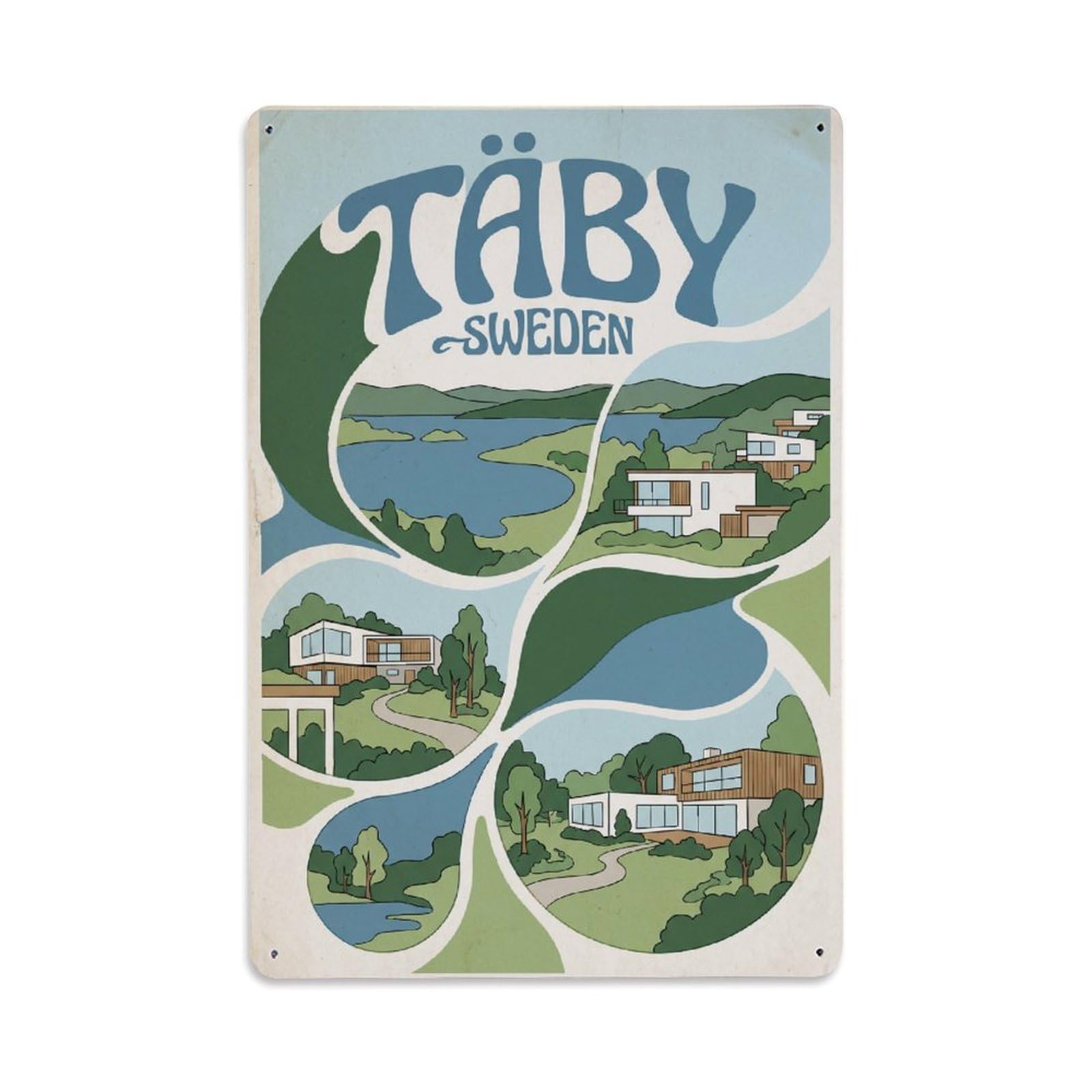 Sweden Taby Vintage Travel Metal Tin Sign Plaque Wall Decor for Cafe, Club Bar, Office, Garden Metal Poster 8x12Inch