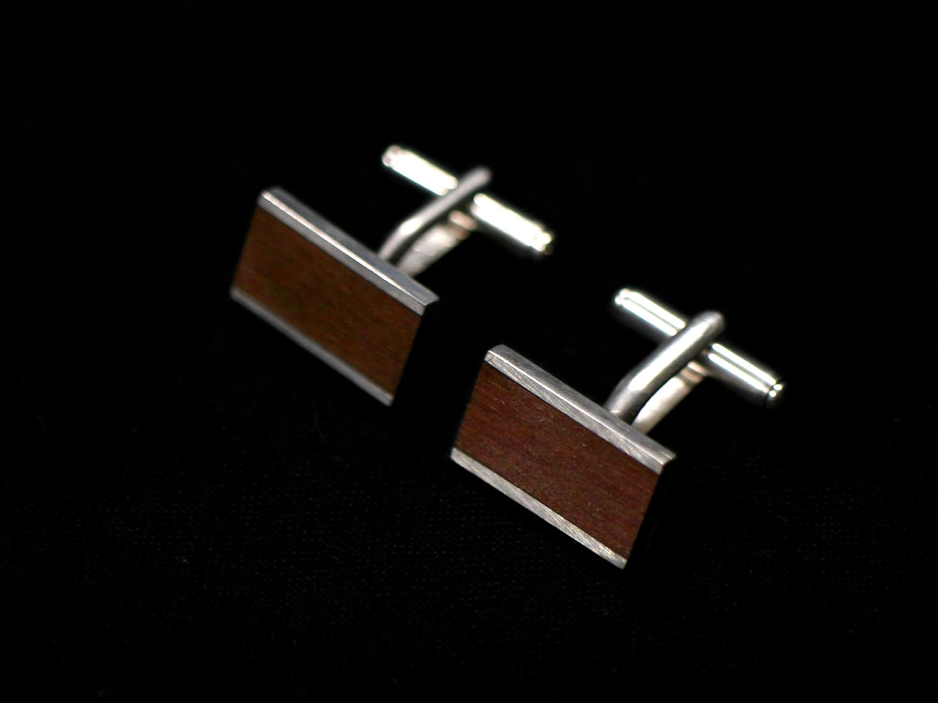 Manschettenknöpfe «Sixties» - Silber mit Teakholz