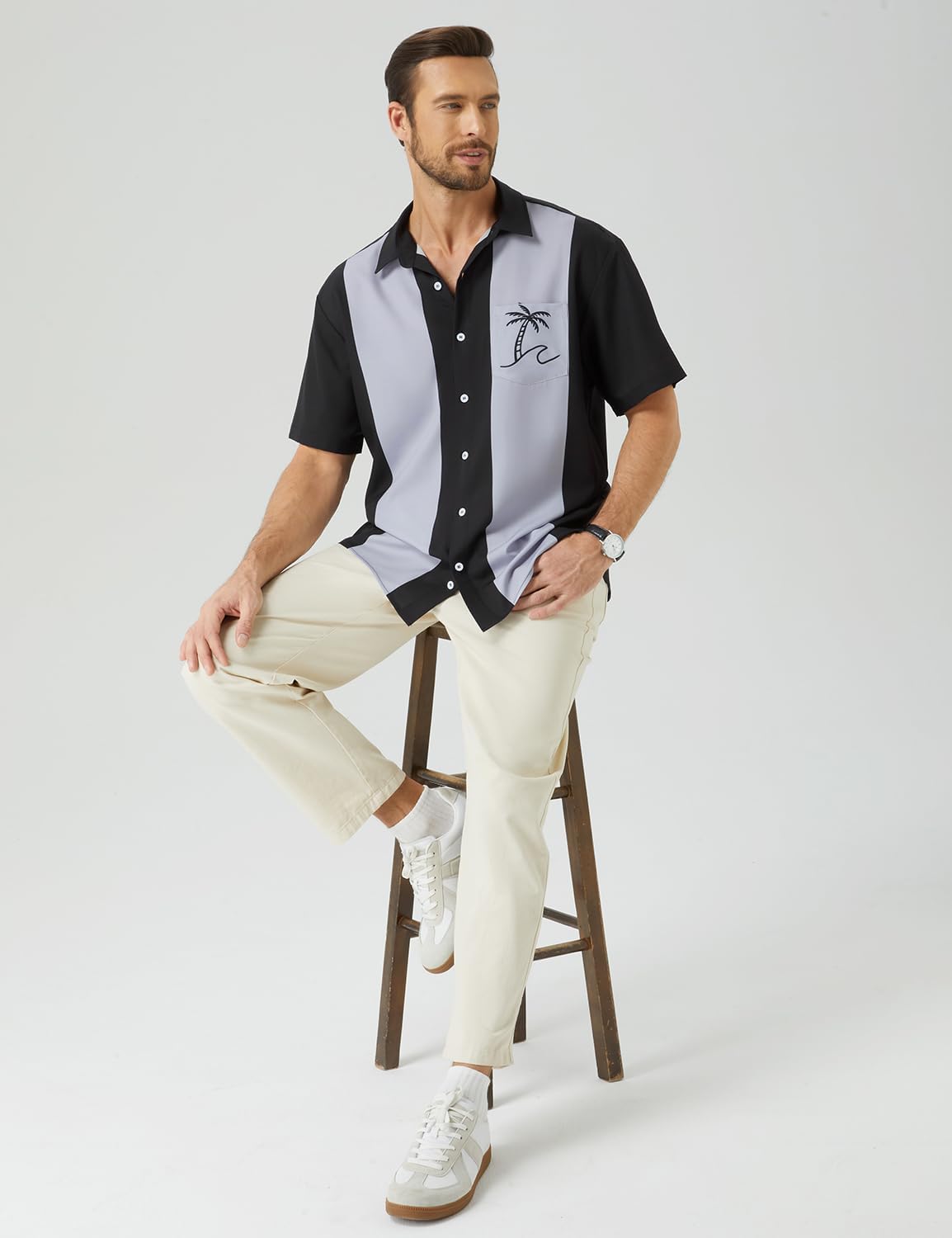 Hardaddy Men's Vintage Bowling Shirt Short Sleeve Button Down Hawaiian Summer Beach Printed Casual Shirts - Image 6