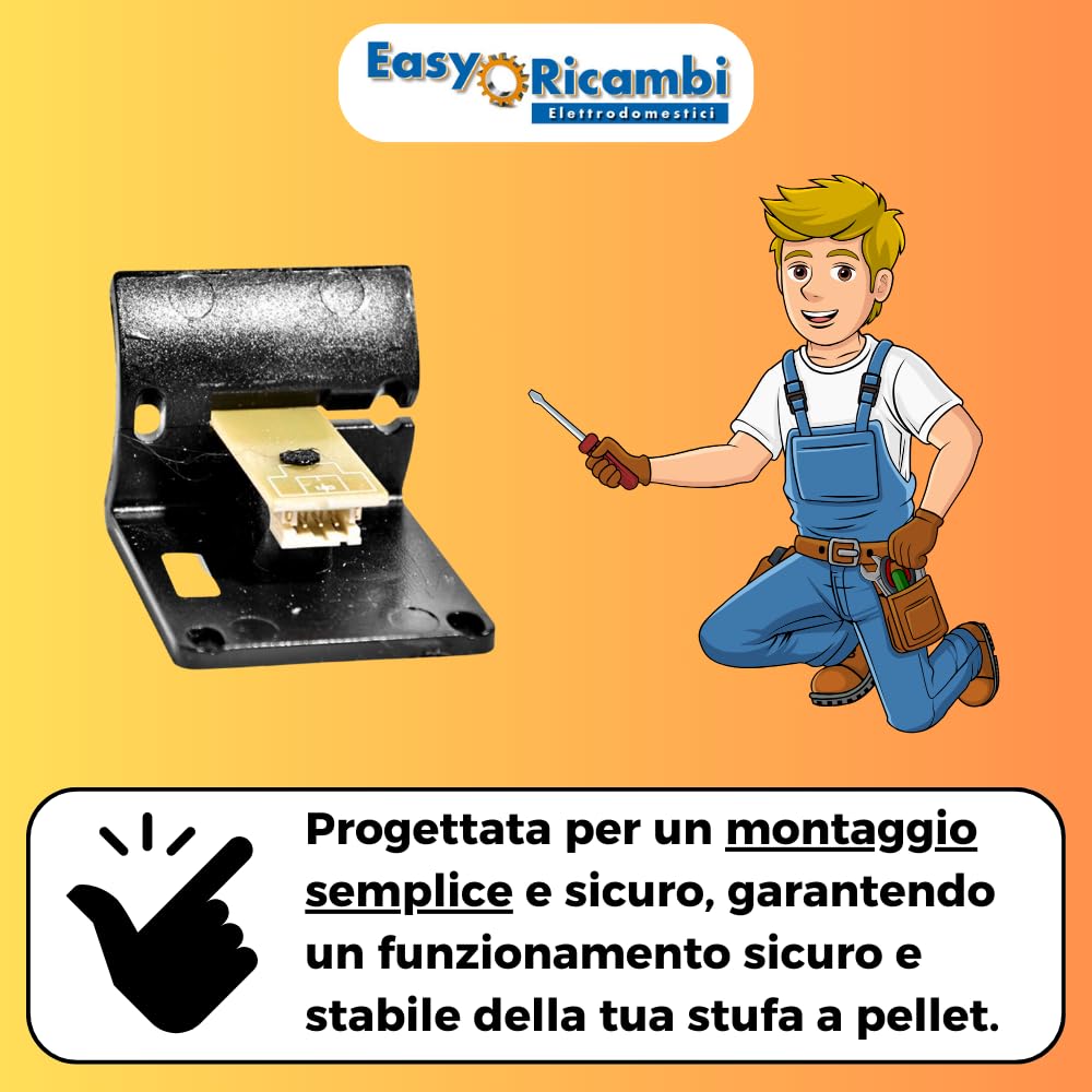 Easyricambi - Debimetro Stufa a Pellet, Sensore di Flusso Aria Modello LINX per Edilkamin 232770 295550, Misure 45x28x7 mm (Ricambio Supporto Nero)