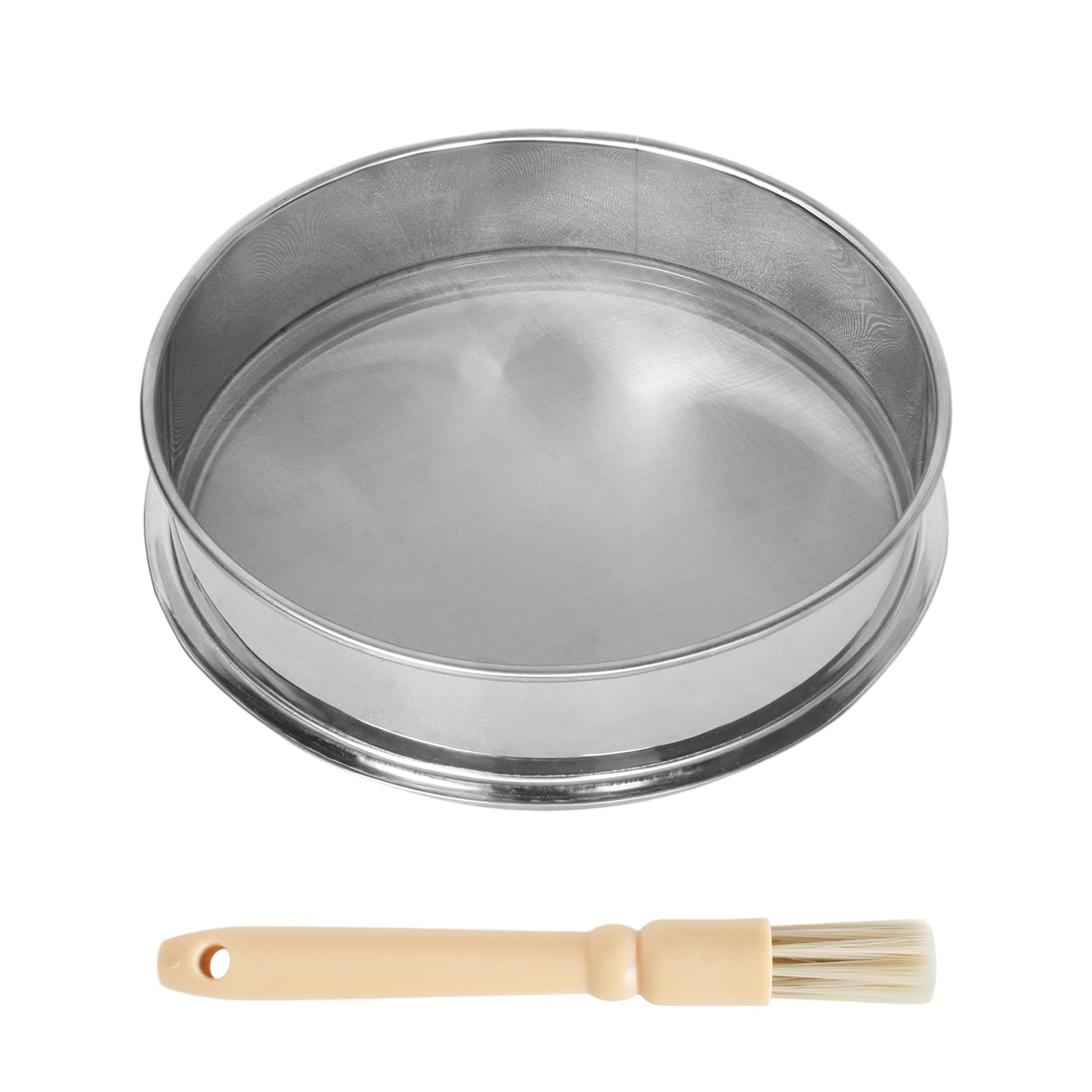 Flour Sieve Stainless Steel, 120 Mesh Stainless Steel Herb Pollen Sifter, Herb Pollen Sieve, Round Sieves for Baking, Fine Mesh Sieves for Kitchen, Flour, Rice, Pasta, Cocoa Powder (20cm)