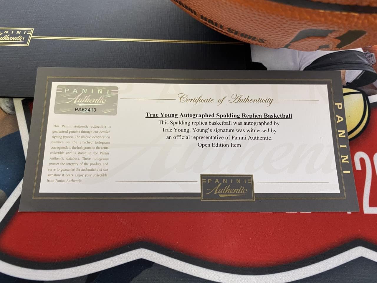 Panini Authentic Trae Young Autograph Full Size Replica Basketball - COA PA62413